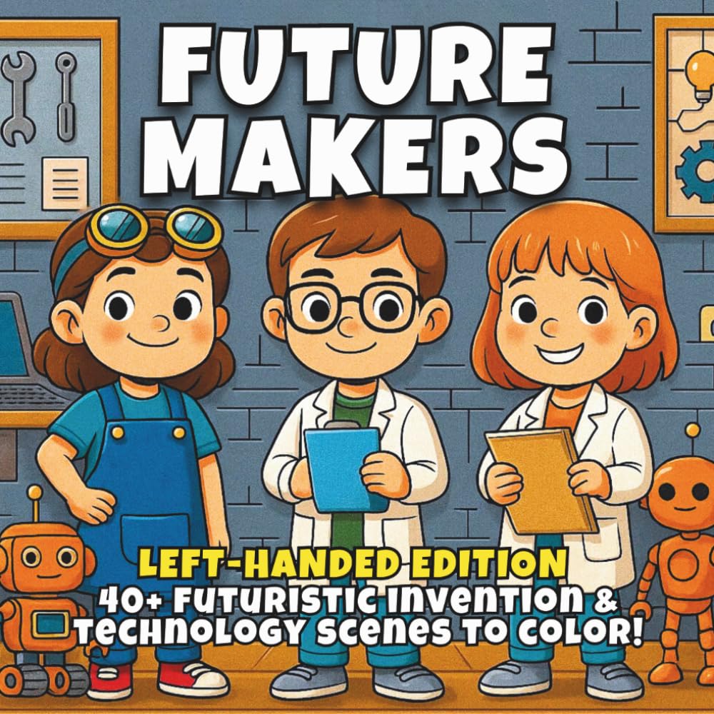 Future Makers Left-Handed Edition: Innovation, Robots & Imagination — A STEM-Inspired Coloring Book for Kids Who Love Technology, Engineering, and ... (STEM Learning Coloring Books for Kids)