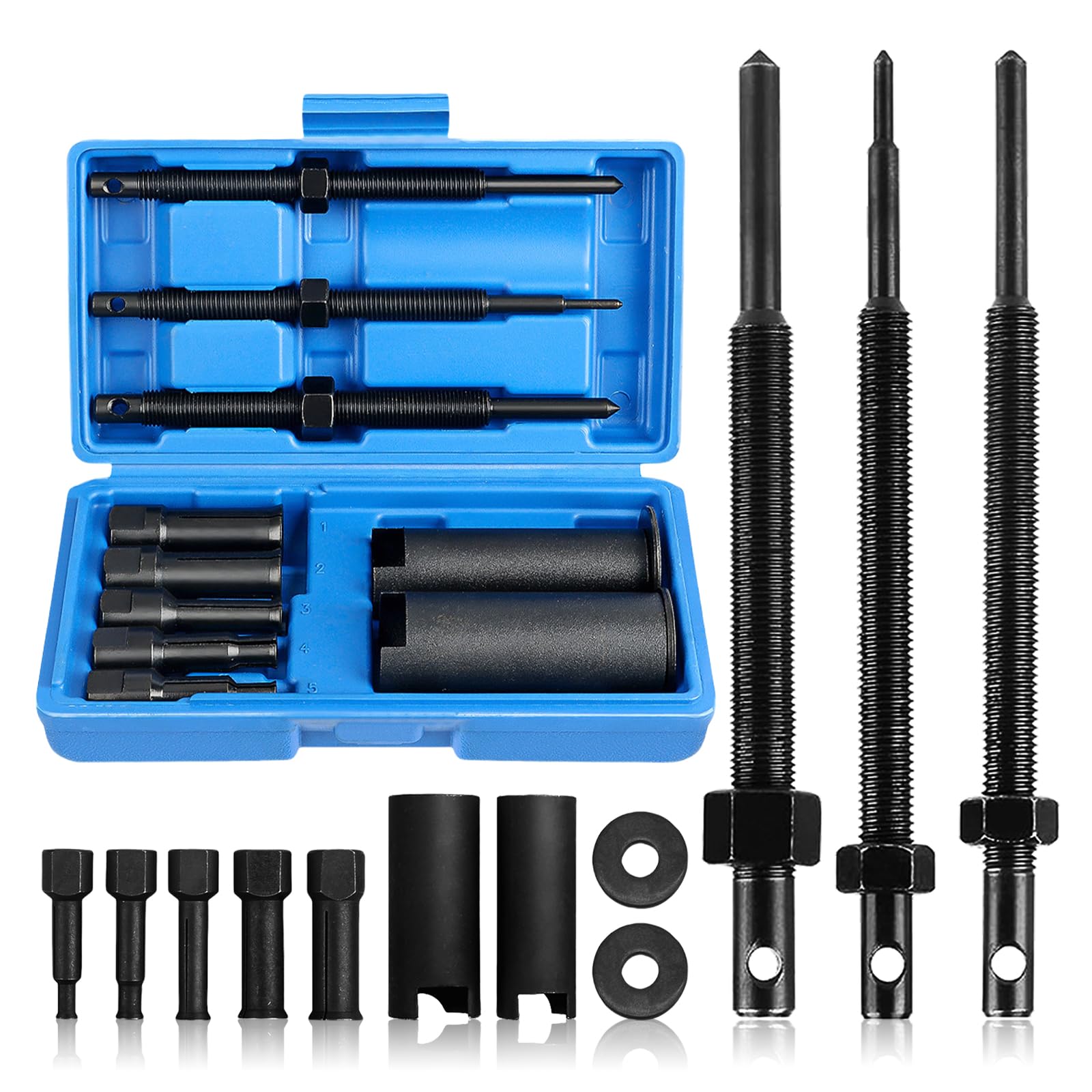 PORFOYO Juego de extractores de rodamientos para motocicleta, 12 unidades, 9 – 23 mm, extractor de rodamientos de rueda para motocicleta, extractor de rodamientos interiores con 5 tamaños de clips