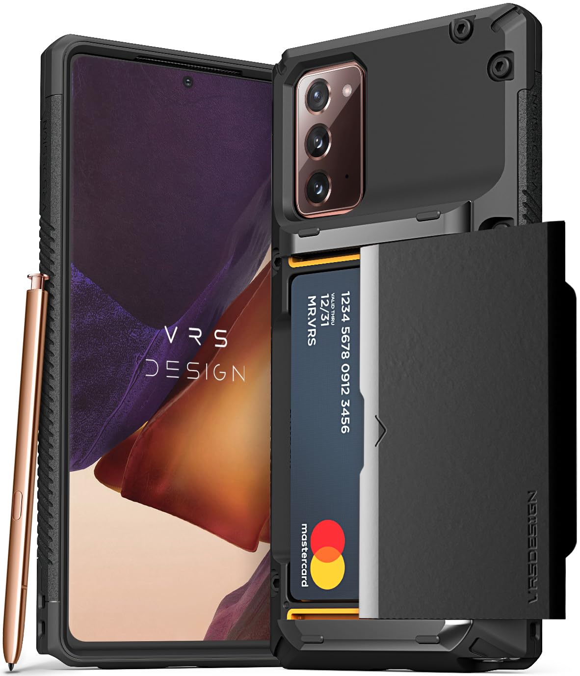 VRS DESIGN Damda Glide Pro Phone Case for Galaxy Note 20, with [4 Cards] [Semi Auto] Premium Sturdy Credit Card Slot Wallet for Samsung Galaxy Note 20