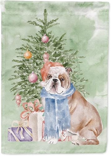 Caroline's Treasures CK8213CHF Bulldog Inglés #2 Regalos de Navidad y bandera de casa de árbol grande para porche, poste decorativo exterior para