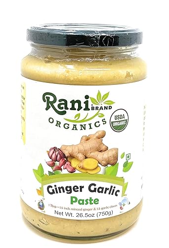 Rani - Pasta de cocina orgánica de jengibre y ajo 2646oz vegana tarro de vidrio sin gluten sin OMG sin colores origen indio certificado orgánico por
