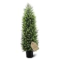 HMASYO 4FT Artificial Cedar Topiary Trees for Outdoor, Potted Fake Cypress Tree Faux Evergreen Plants with UV Resistant 