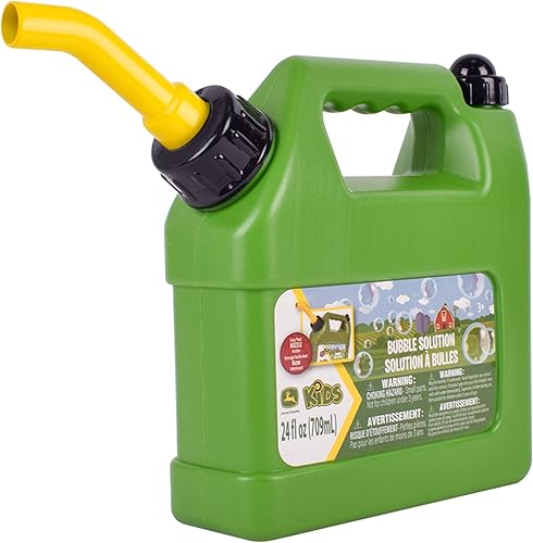 John Deere Botella de burbujas de 24 onzas con boquilla de vertido, diversión de verano al aire libre, recarga de burbujas
