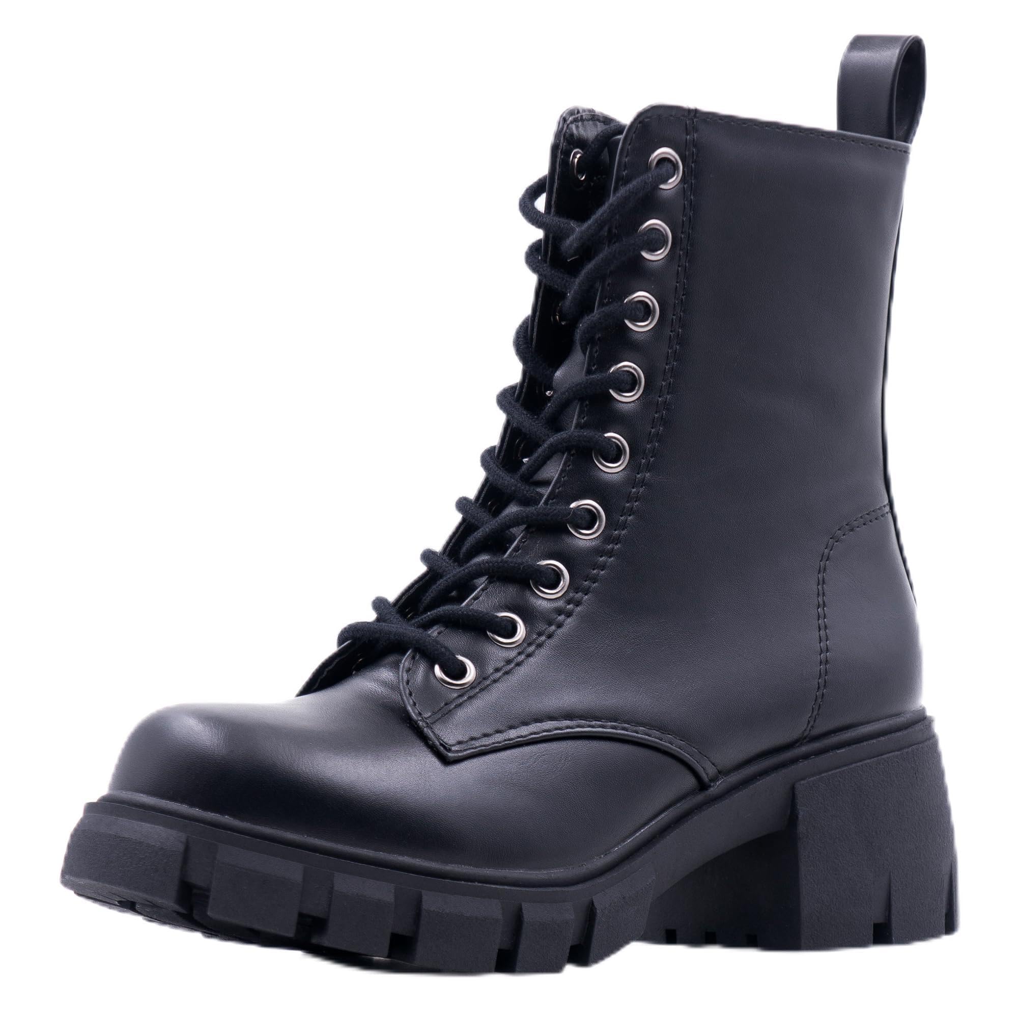 Trendy Mid Calf Lace Up Thick Sole Boots main image 0
