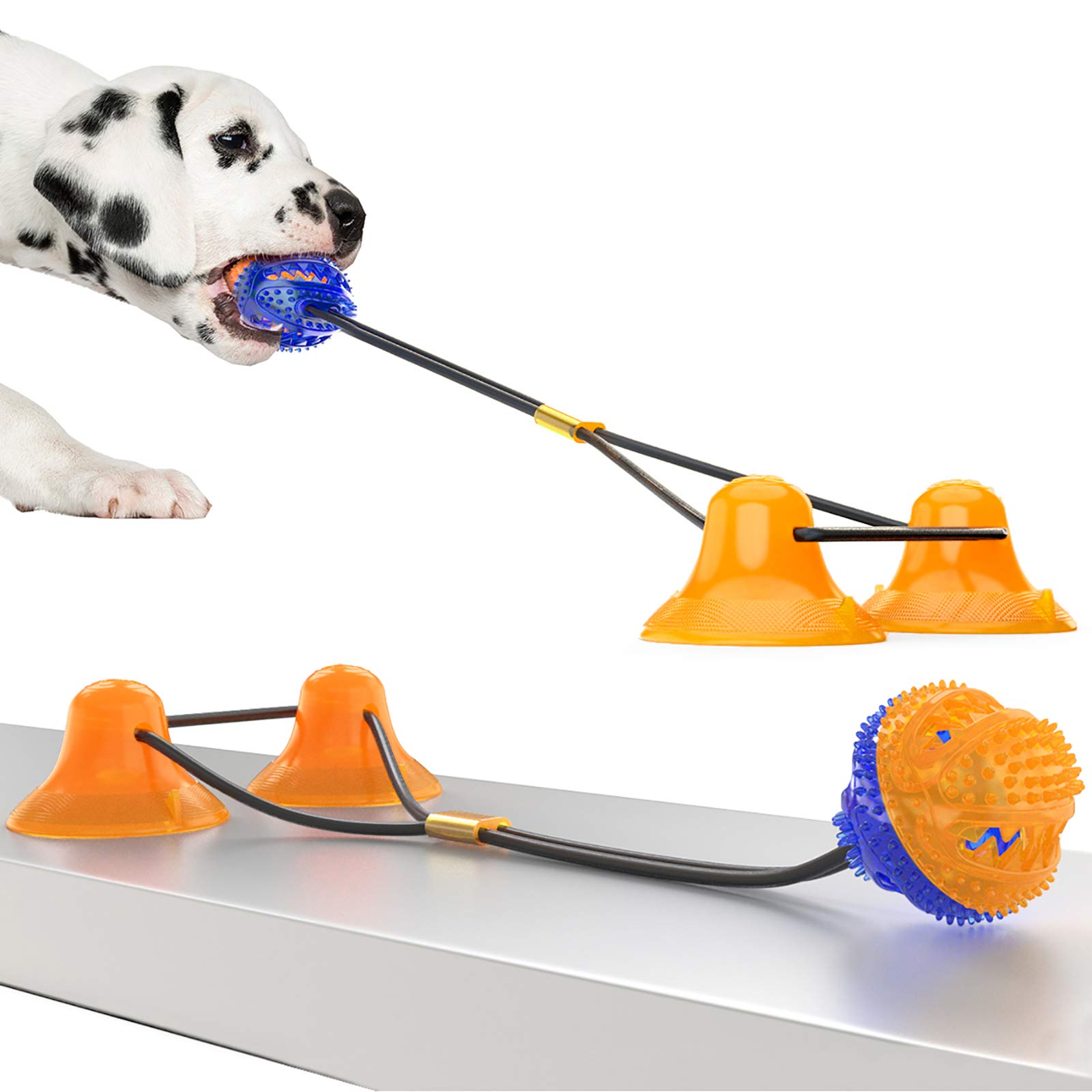 Jouets durables de chien pour le nettoyage des dents avec ventouse et corde de traction