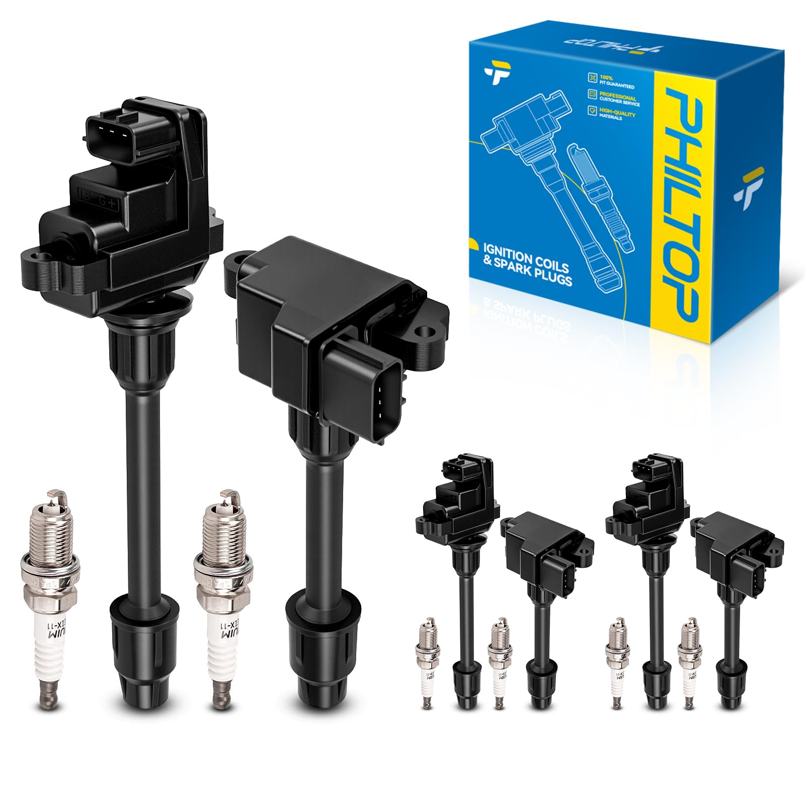 PHILTOP UF138 Ignition Coil Pack and Spark Plug Kit Fit for Nissan Maxima | 1995-1999 Nissan Maxima, 1996-1997 INFINITI I30