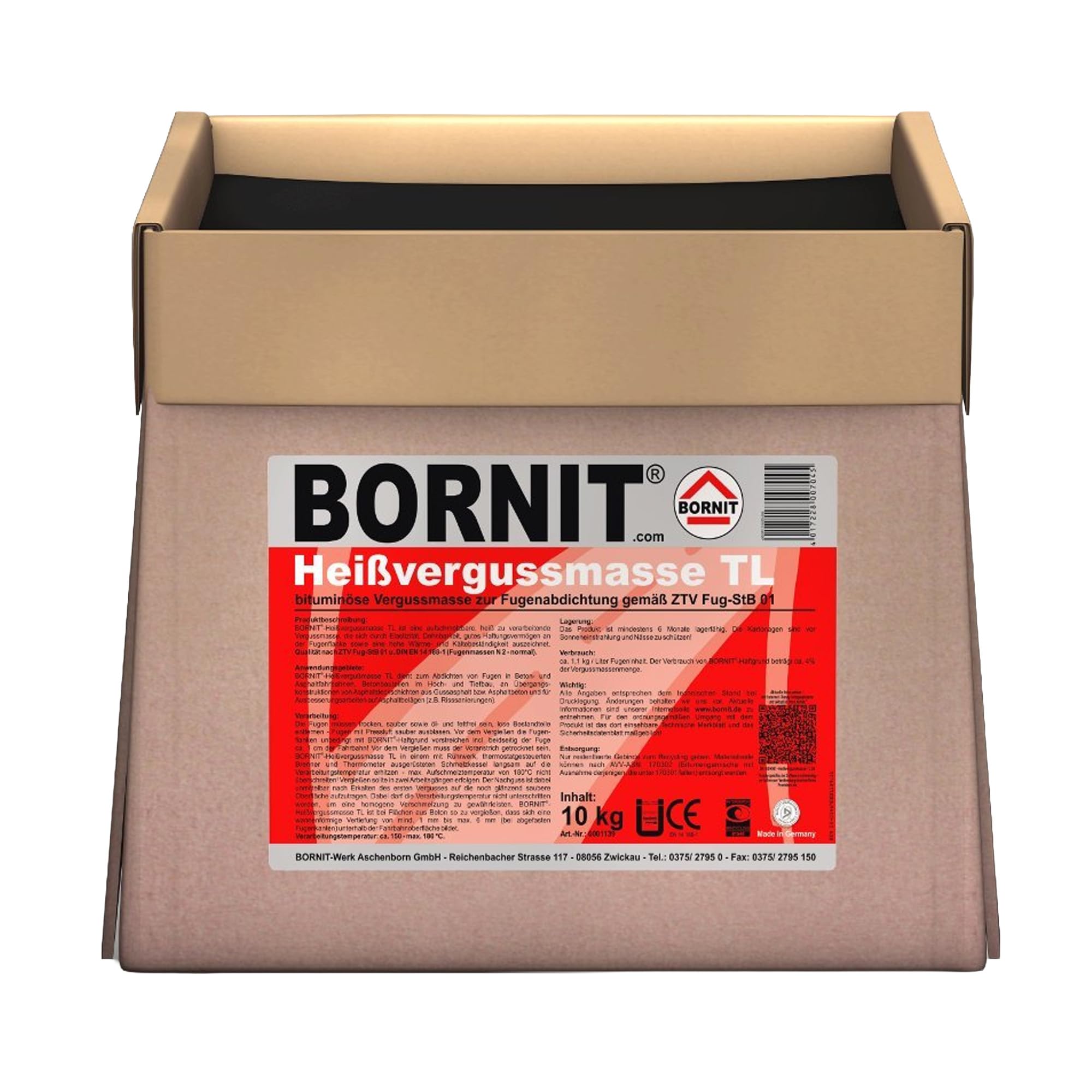 BORNIT Heißvergussmasse TL 10 kg Bitumen Dichtmasse