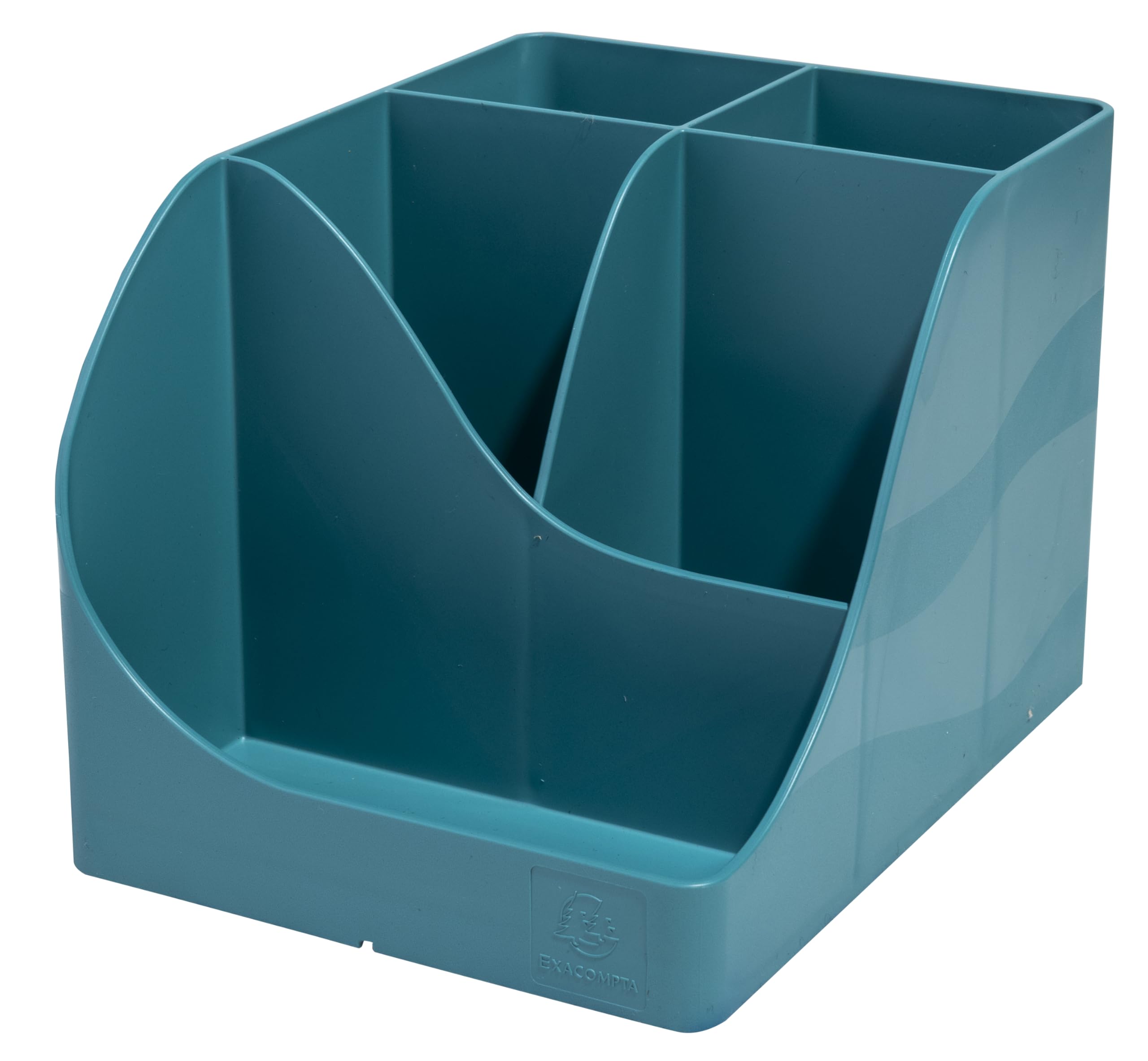 EXACOMPTA - Ref 69534D - Box of 4 Skandi Pen Wave Pencil Pots Pacific Blue - 5 compartments - 4 high compartments for large utensils - 1 bottom compartment for small utensils