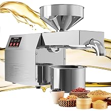 Electric Oil Press Machine,Cold Hot Press All Stainless Steel Oil Extractor,820W Food Grade Automatic Oil Extractor for Commercial Home,Peanut Sesame Canola Coconut Sunflower Seeds,110V