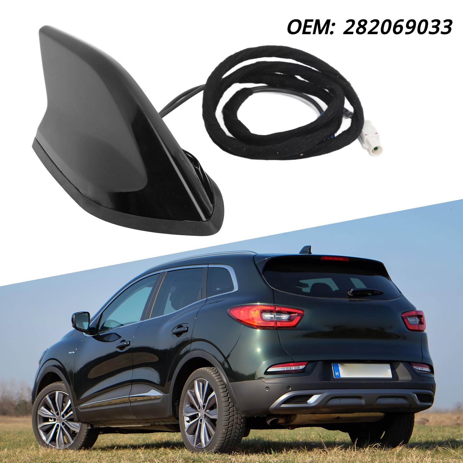 S Fin Antena HIGA Rendimiento 282069033 RECHO R Aerial para Kadjar HLA3 HLA6 HLNC HLMR Y Calidad Esta FUNCIALIDAD PARTA Su Vehículo Mejora Cada (Black)