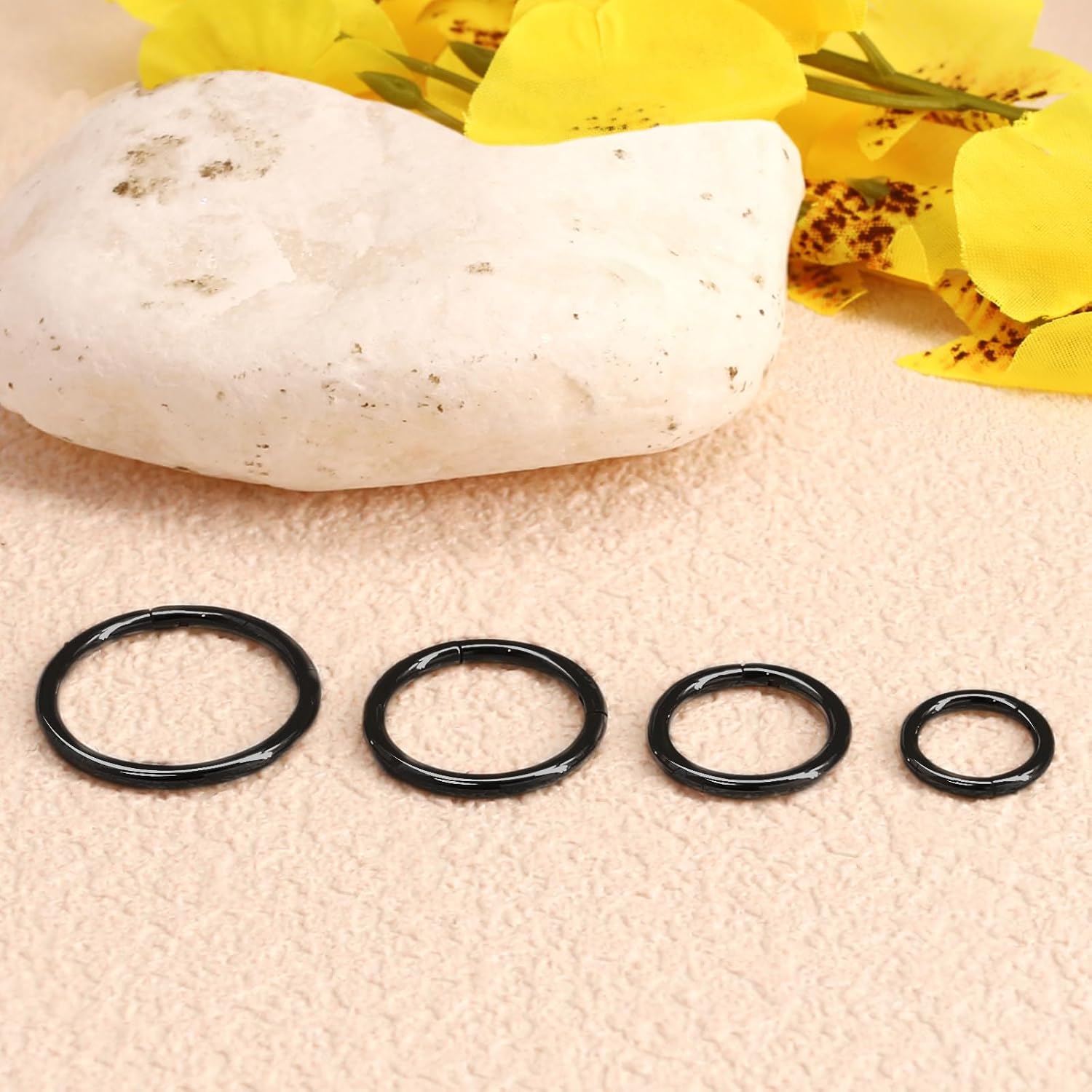 2Pcs Titanium Nose Rings 20G 18G 16G Nose Rings Hoops Diameter 5mm to 12mm Rose Gold-Black Cartilage Helix Tragus Daith Rook Hoop Earrings Hinged Segment Septum Clicker Body Piercing Jewelry