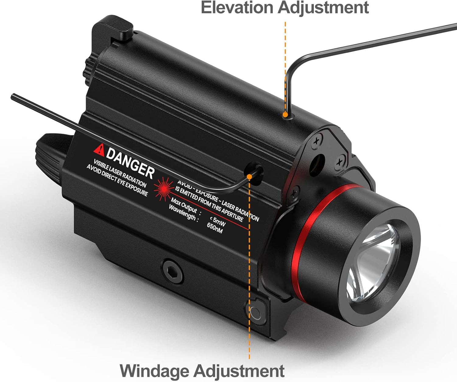 Feyachi LF-69 Red Laser Flashlight 1000 Lumen LED Weapon Light Combo with Picatinny Rail Mount for Pistol Rifle Rechargeable