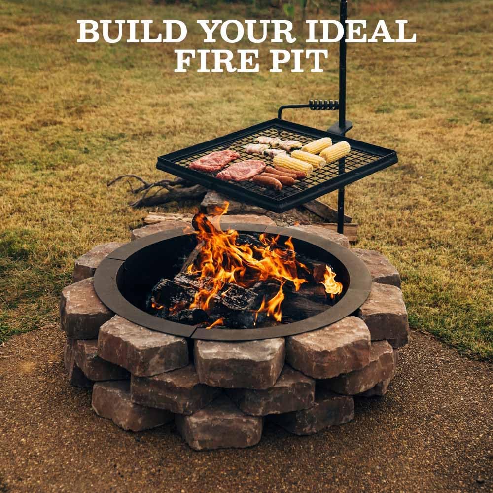 Ash & Ember 33" Outside Dia Steel Fire Pit Liner x 27" Inside - 4 Panel Liner 1.5mm Thick Steel, DIY Above or In-Ground Outdoor Fire Pit, High Temperature Finish, Portable Wood Burning Fire Ring
