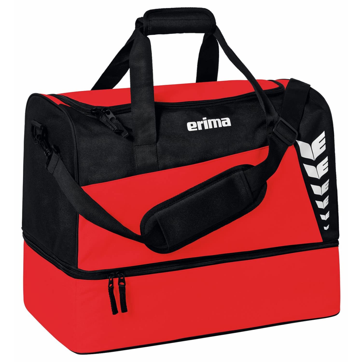 Erima Six Wings Sports Bag with Bottom Compartment, Red/Black, L