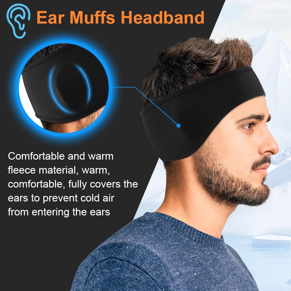 Flintronic Fascia Sportiva Invernale per Donna e Uomo, 2 Pezzi Fascia per Capelli Invernale, Fascia Paraorecchie In Pile, Fascia Capelli Invernale Sportiva per Corsa, Escursionismo, Ciclismo, Yoga