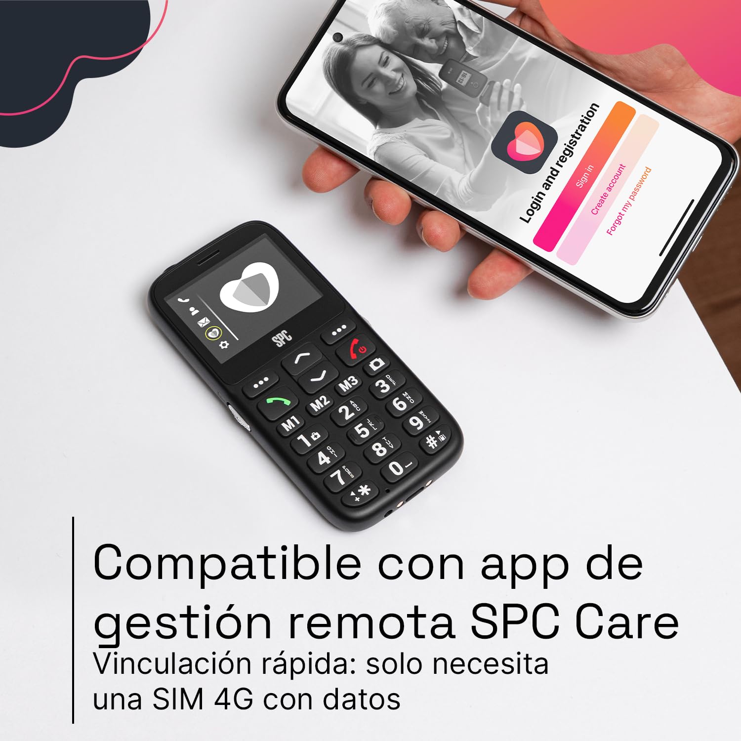 SPC Polaris Pure – Teléfono móvil 4G para Mayores con GPS y Control Remoto | Compatible con app gestión remota SPC Care, botón SOS, teclas grandes, base de carga, radio FM, linterna y fácil de usar