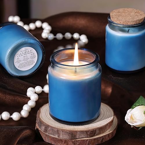 Miniatura 28 de 12 tarros de vela verdes para hacer velas, tarros de vidrio de 7.5 onzas con tapas y etiquetas de madera, recipientes para velas para bricolaje