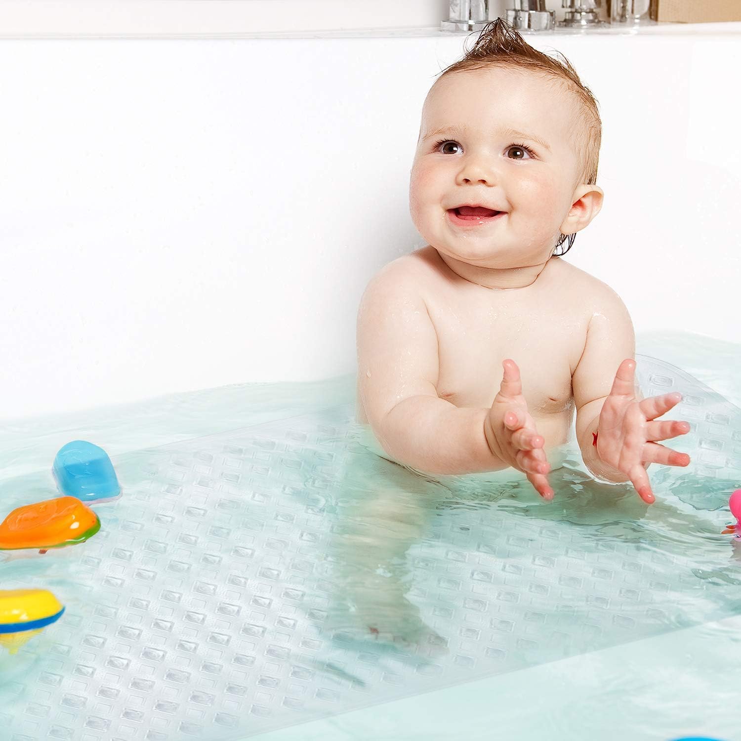 YINENN Bath Tub Shower Mat 27.7x15.7 Inch Non-Slip and Phthalate Latex Free, Bathtub Mat with Suction Cups, Machine Washable Bathroom Mats with Drain Holes (Clear) : Home & Kitchen