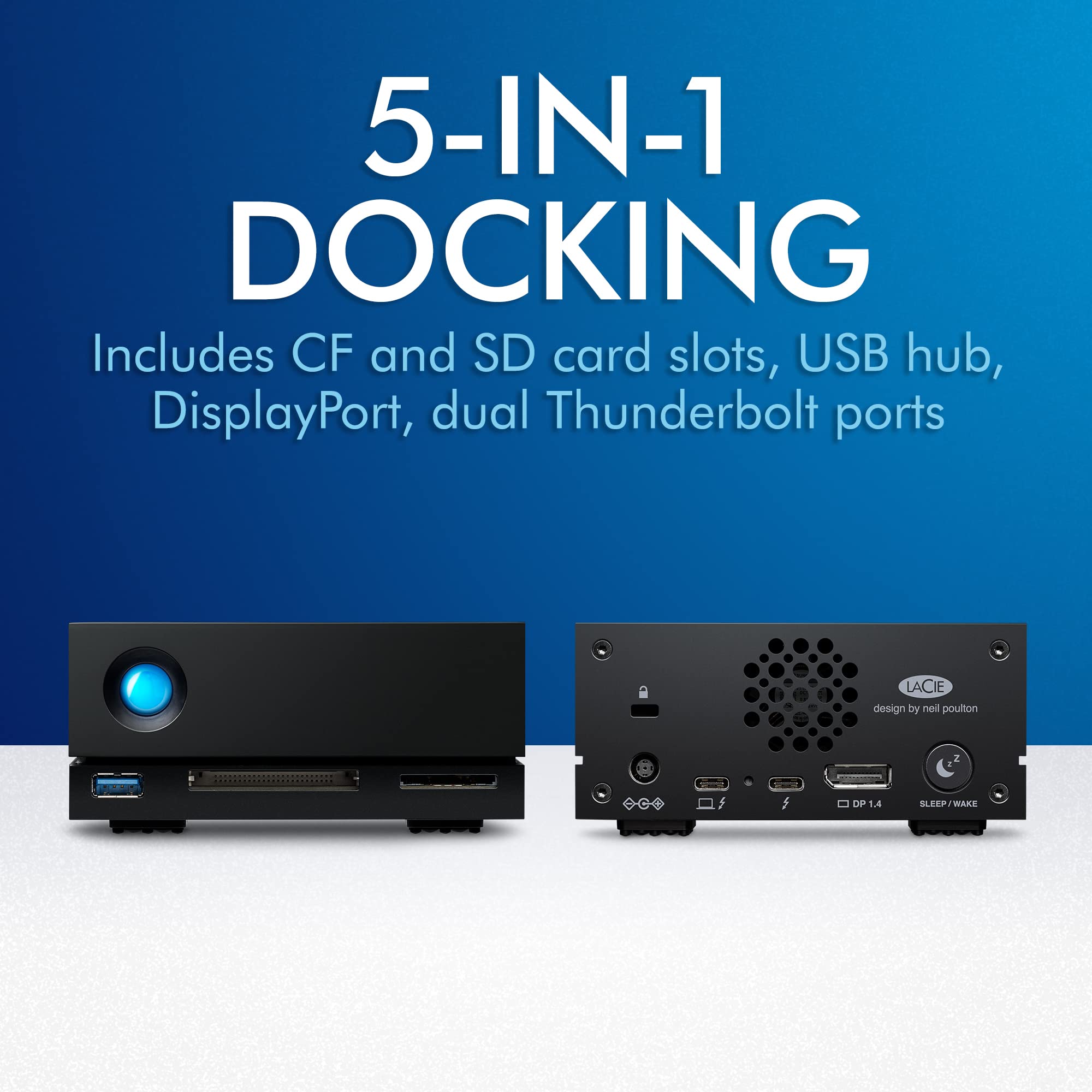 LaCie STHS24000800 - Disco duro externo (24 TB, USB, lector de tarjetas, PC y Mac, incluye 5 años de servicio de rescate)