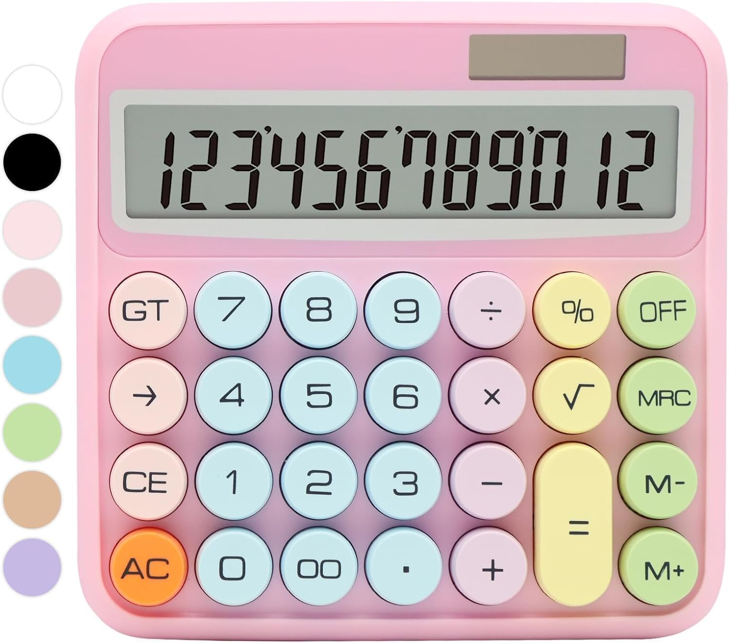 - High-Precision 12-bit Desktop Calculator - Large Digital Display, Big Easy-to-Press Buttons, Compact Design for Office, Home, School, Classroom (Multicolor)