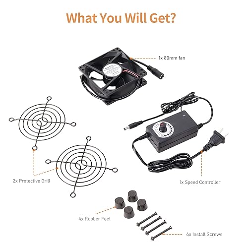 Miniatura 2 de Ventilador de computadora de 3.150 in x 0.984 in con enchufe de CA 110V - 240V con controlador de velocidad para receptor Xbox DVR PlayStation