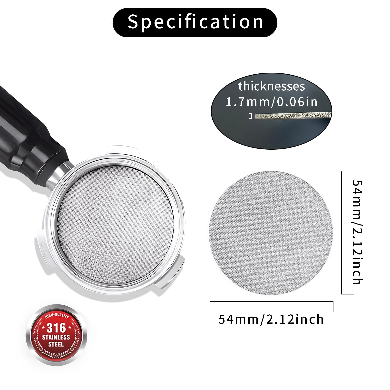 ZephyrCraft Puck Screen 54mm, 4 Pack Reusable Contact Shower Screen, 1.7mm Thick, 150µm Mesh Coffee Filter - Image 2
