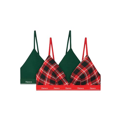 Hanes Women's Triangle Bralette Pack, 2-Pack, Originals Breathable Stretch Cotton