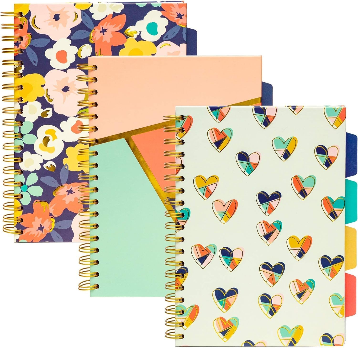 Pukka Pad, Carpe Diem 5-Subject Double Spiral Bound Notebook 12-Pack with Repositionable Dividers - 200 Pages of 80GSM Paper with Perforated Edges – Floral Love, B5 10 X 7in