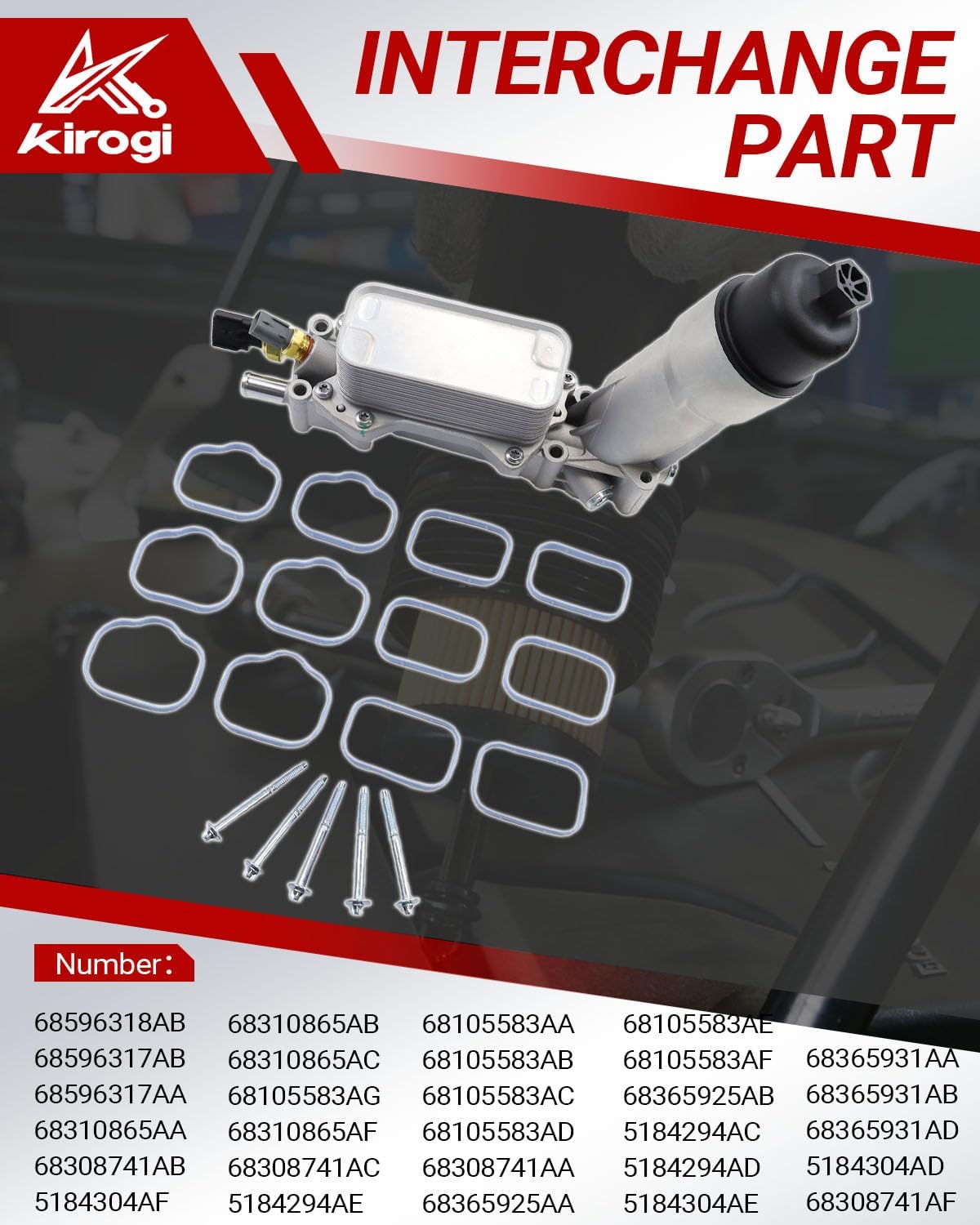 68596317AA Housing Oil Filter Assembly (2 Filters) Compatible with Dodge Challenger Durango Charger, Chrysler 200 300, Ram 1500-3500, Cherokee Wrangler 11-16 3.6L Replace OE 7B0115401 5184294AC