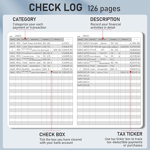 Miniatura 3 de WEMATE Registros de cheques con cerradura vintage, registros de cheques de piel sintética A5 para chequera personal, registros de transacciones de