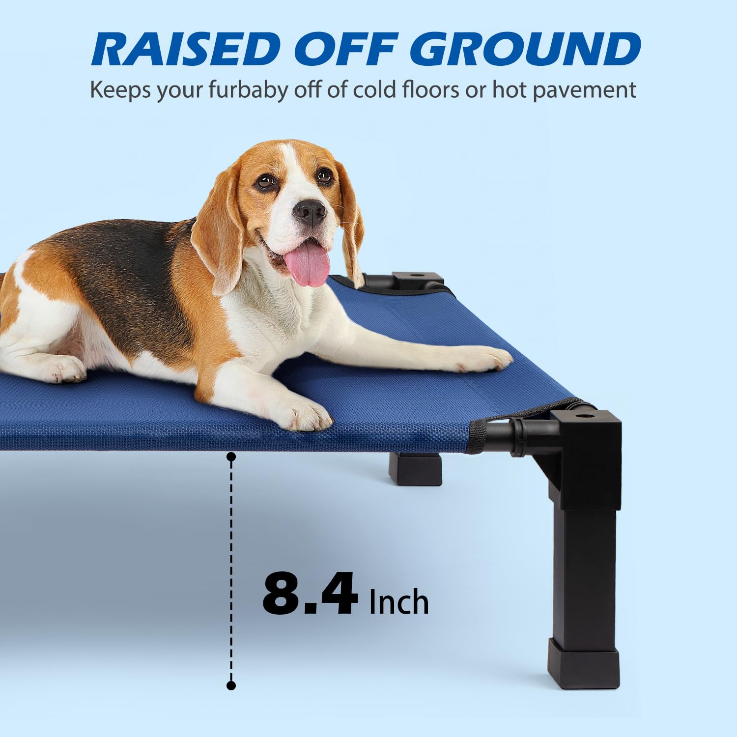 Heeyoo Elevated Dog Bed, Cooling Raised Pet Cot with Chew Proof Washable Breathable Mesh and Metal Frame, Portable Dog Cot Bed with No-Slip Feet for Outdoor or Indoor Use - image 4