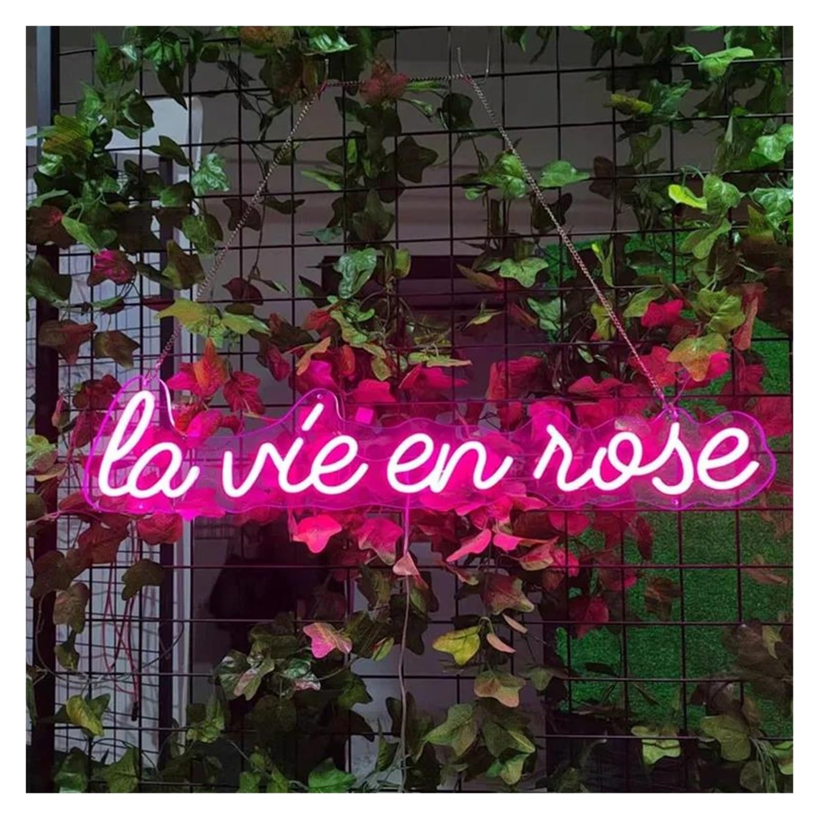 Wiszące neony artystyczne "La Vie En Rose"LED Neon Light Sign Art Lamp Illuminate Shop Home Living Room Interior Wall Decor Wedding Decor 55x14cm