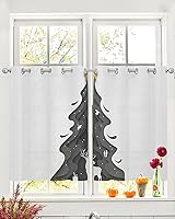 Vista 21 de Cortinas traslúcidas de hojas de flores de 45 pulgadas de largo, juego de 2 paneles de cortinas para cocina, dormitorio, sala de estar, puerta