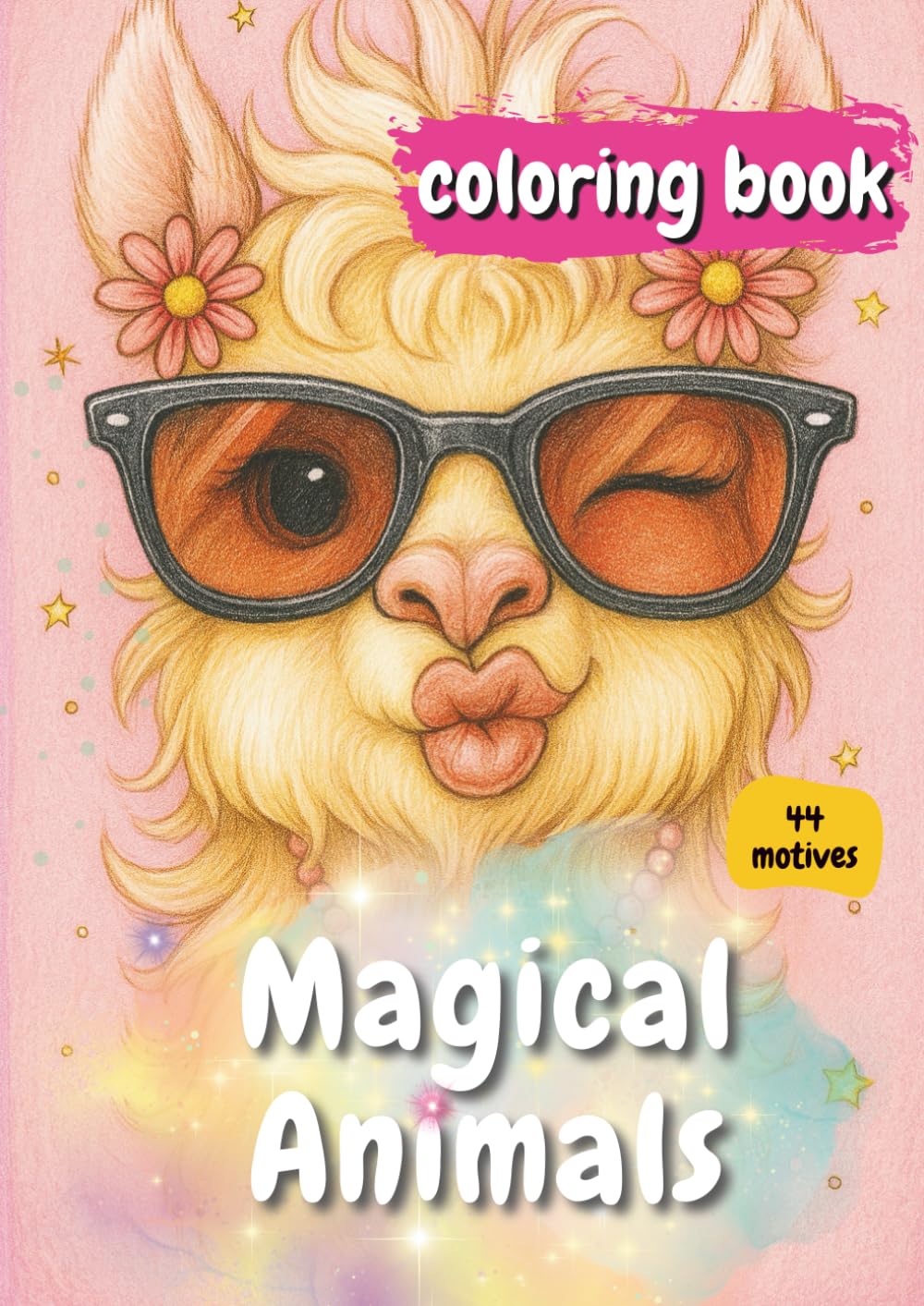 Magical Animals: coloring book, adults, kids, teenager