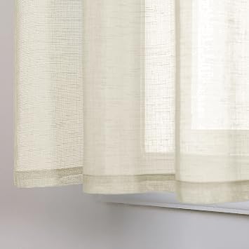 Cream Short Curtains 24 Inch Length for Small Windows 2 Pieces Rod Pocket Semi Sheer Linen Textured Beige Country Kitchen Curtains Tiers for Half Window Bathroom Basement Bedroom Door Sink 30x24 Long