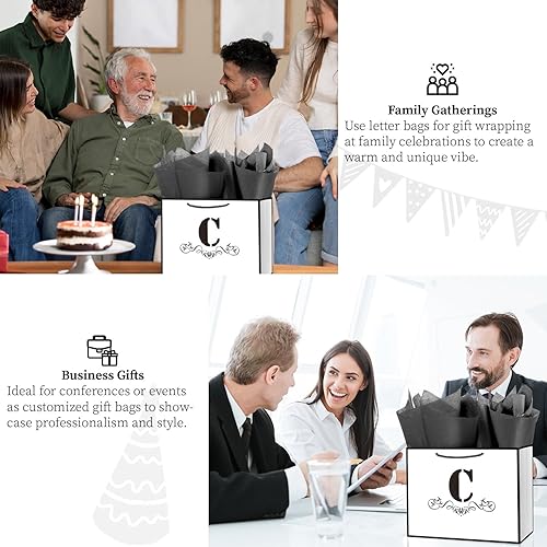 Miniatura 4 de ysmile Bolsa de regalo de letras con papel de envoltura para hombres, mujeres, niños y niñas, bolsa de papel grande de 12 pulgadas para cumpleaños,