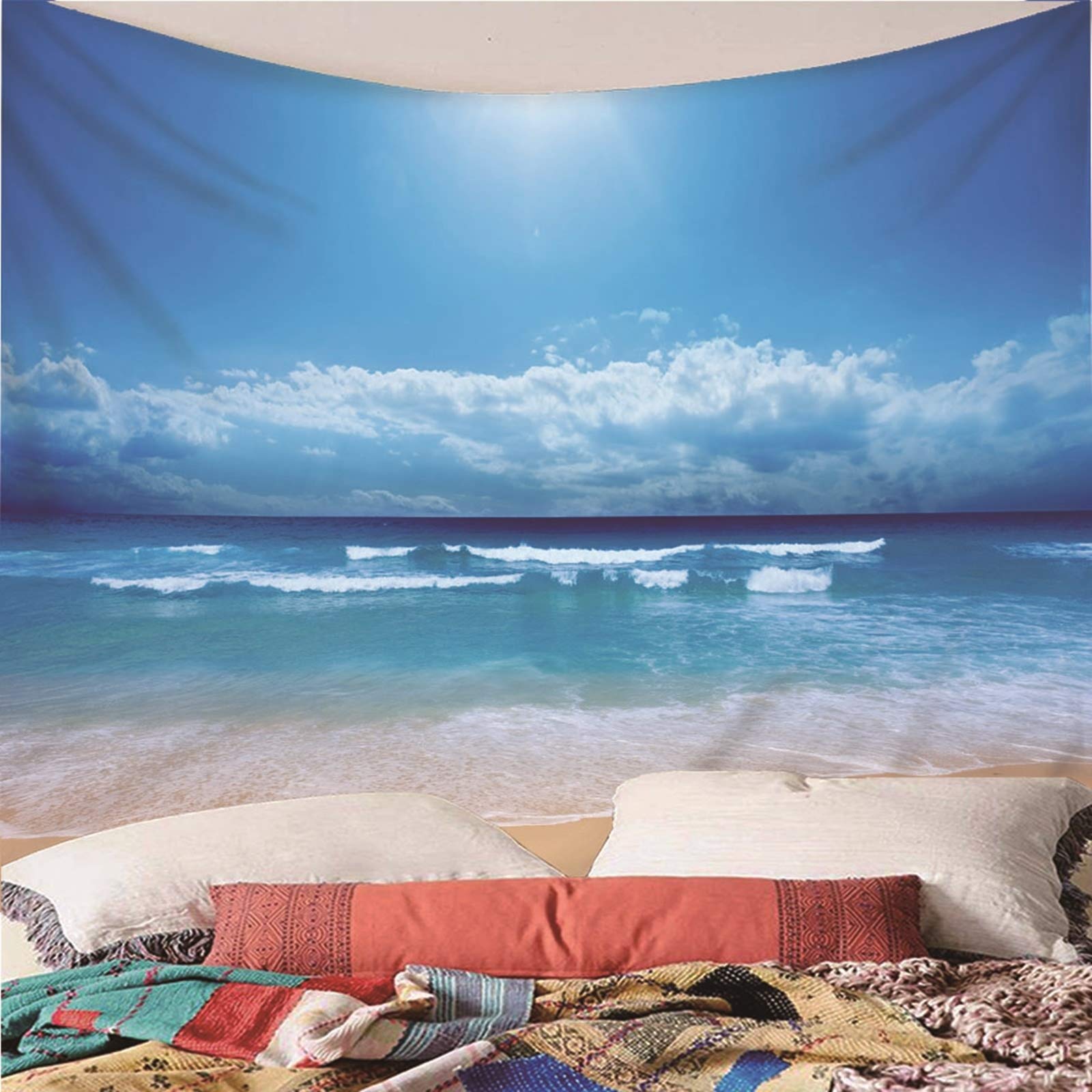 Aeici Tapices De Pared, Tela Pared Decorativa Playa De Mar Tapiz Pared para Colgar Pared(260X240Cm)
