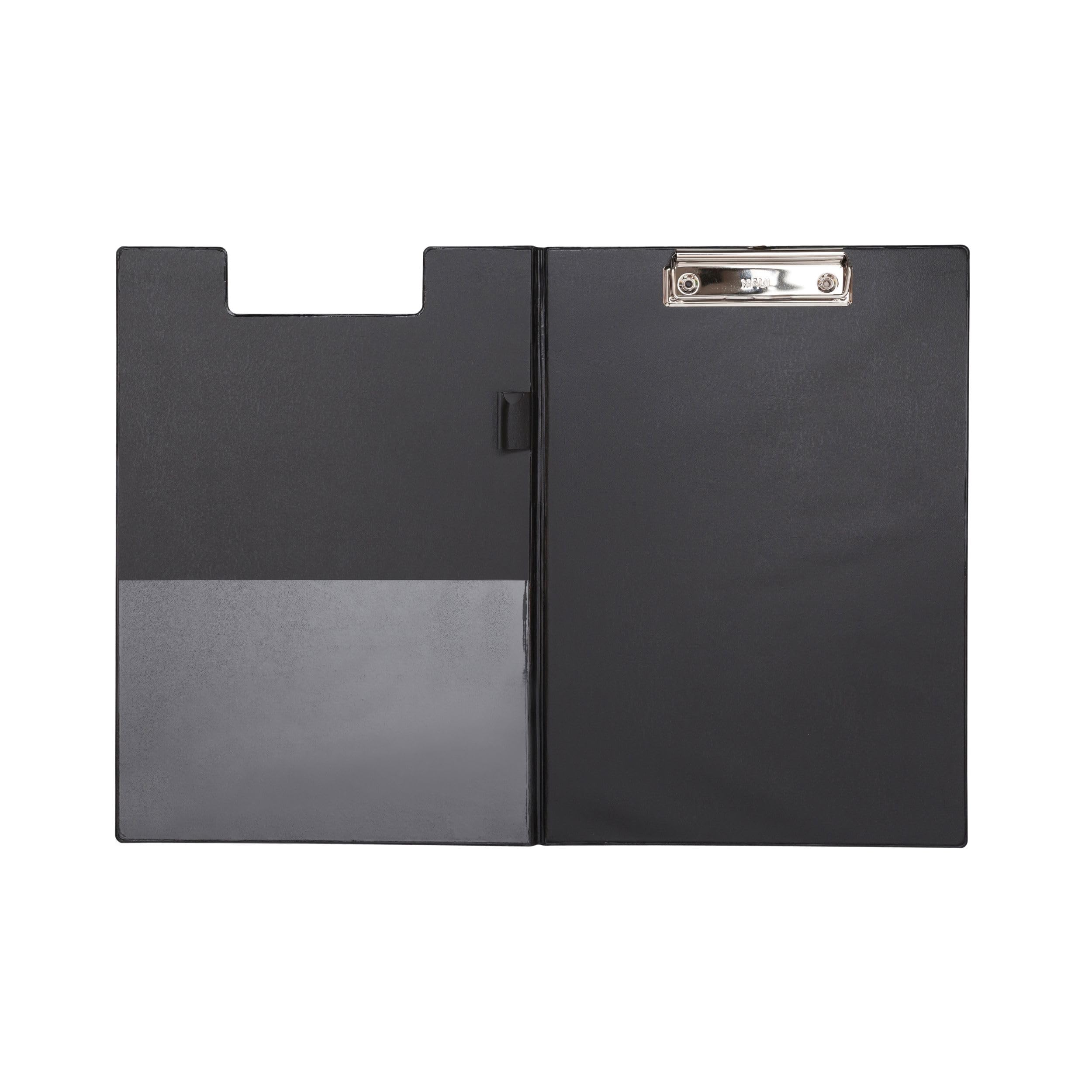 MAUL MAULpoly A4 Writing Case, Cardboard Clipboard with PP Film Cover, Conference Folder with Compartment for Documents, Practical for Hanging, for Office, Kitchen and Workshop, Black