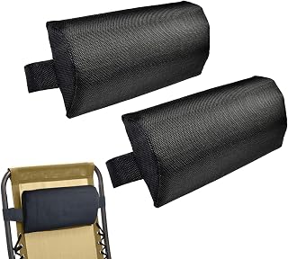 2pcs Recliner Chair Head Pillow, Deck Chair Head Cushion Sun Lounger Pillow Neck Support, Universal Soft Removable Padded Cushion Head Pillow With Elastic Band, Recliner Lounge Chair For Patio Garden