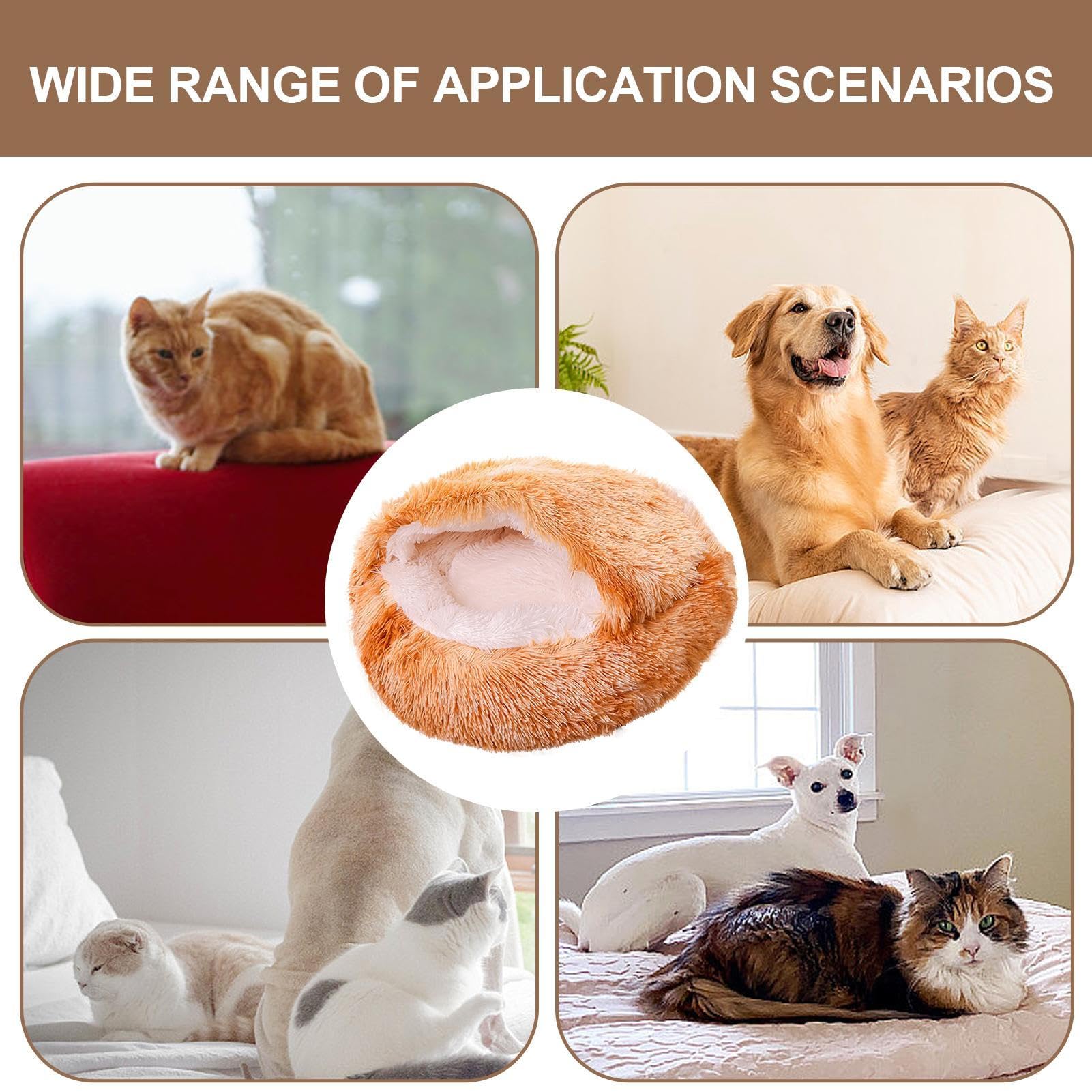 Genérico Camas para Gatos para Gatos de Interior - Camas para Mascotas para,Casa para con Fondo Antideslizante, Cama de Felpa Suave para Perros, Cama Cueva para, Suministros para Mascot