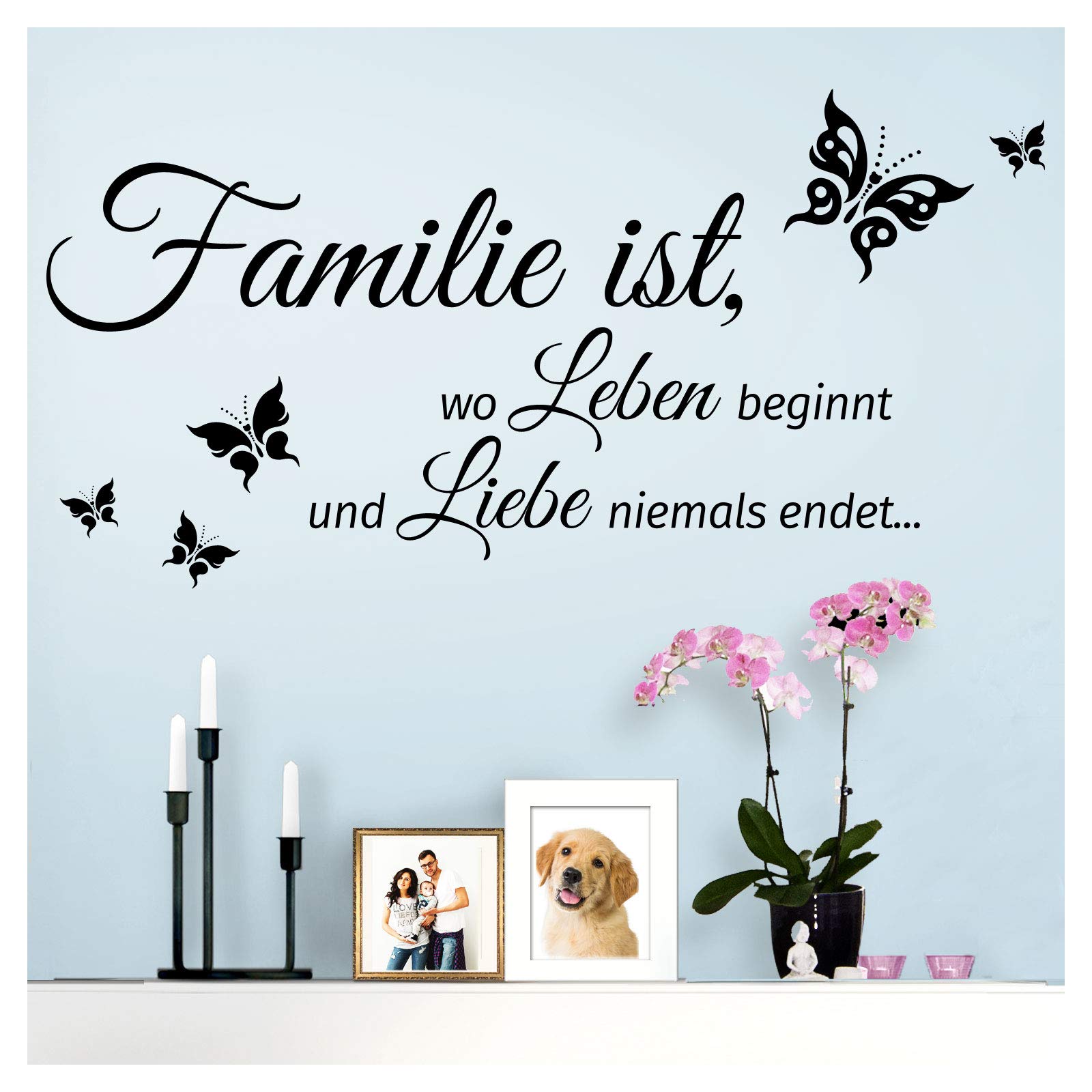 Grandora Wandtattoo 'Familie Ist Wo Leben Beginnt' – 111x58 Cm, Grün, Selbstklebend
