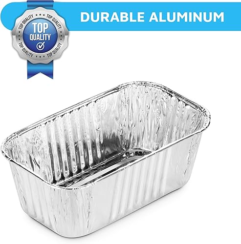 Miniatura 5 de MontoPack Moldes desechables de aluminio, tamaño estándar profundo de 6 x 3.5 pulgadas, recipientes de pan de papel de aluminio extragruesos para