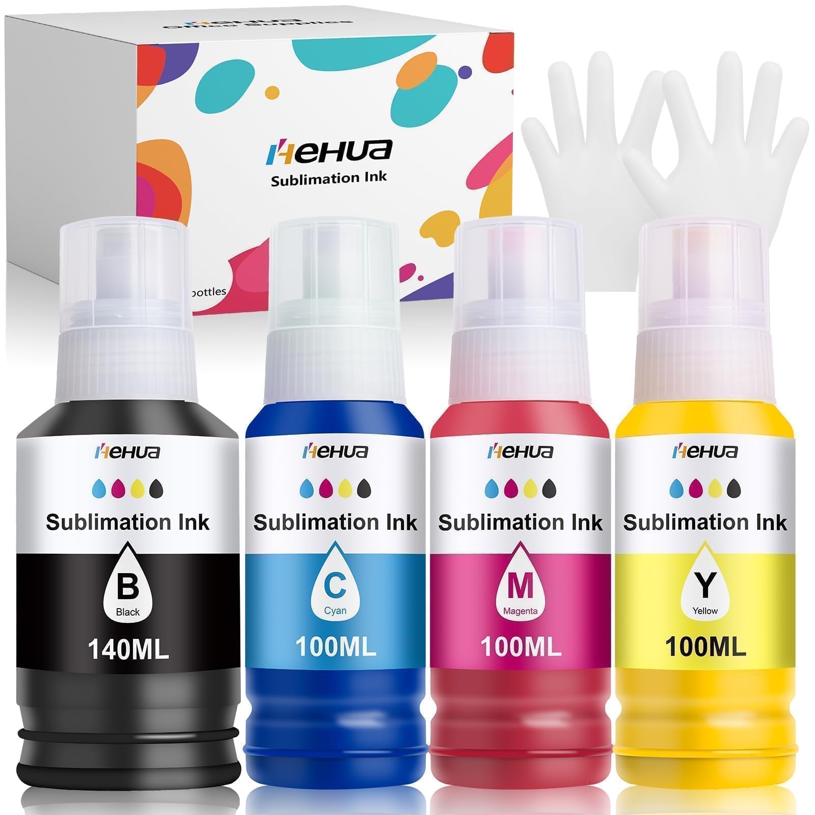 hehua 440ML Atramentu Sublimacyjnego Kompatybilny z Epson Sublimacyjnego | Kompatybilny z ET-2810 ET-2820 ET-2830 ET-2815 ET-4810 ET-2850 ET-2856 2870 4800 do Koszulek Termotransferowych