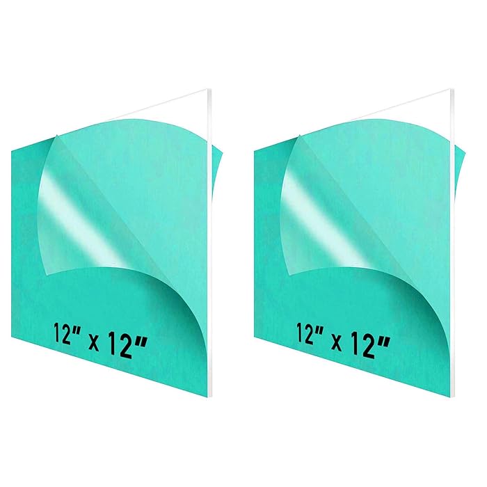 Buy 12 x 12” Clear Acrylic Sheet Plexiglass (2Pack) 1/8” Thick; Use