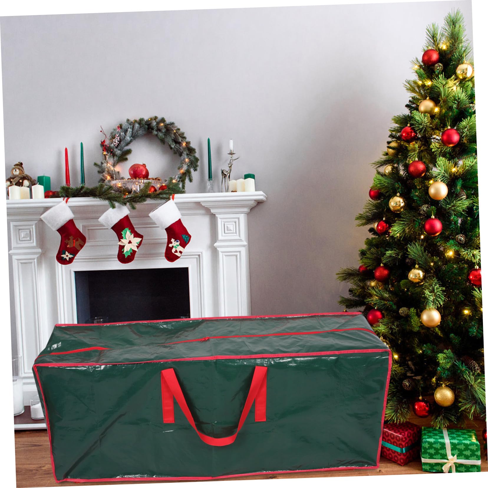 TOYANDONA Aufbewahrungstasche für Weihnachtsbaum Große Rollbare Tasche mit Reißverschluss für Künstliche Bäume und Dekoration Pe Tragegriffen