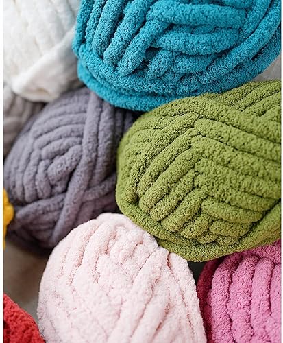 Miniatura 4 de Hilo de felpilla de punto grueso para mantas de tejer a mano, súper suave y grande jumbo (color rosa polvoriento)