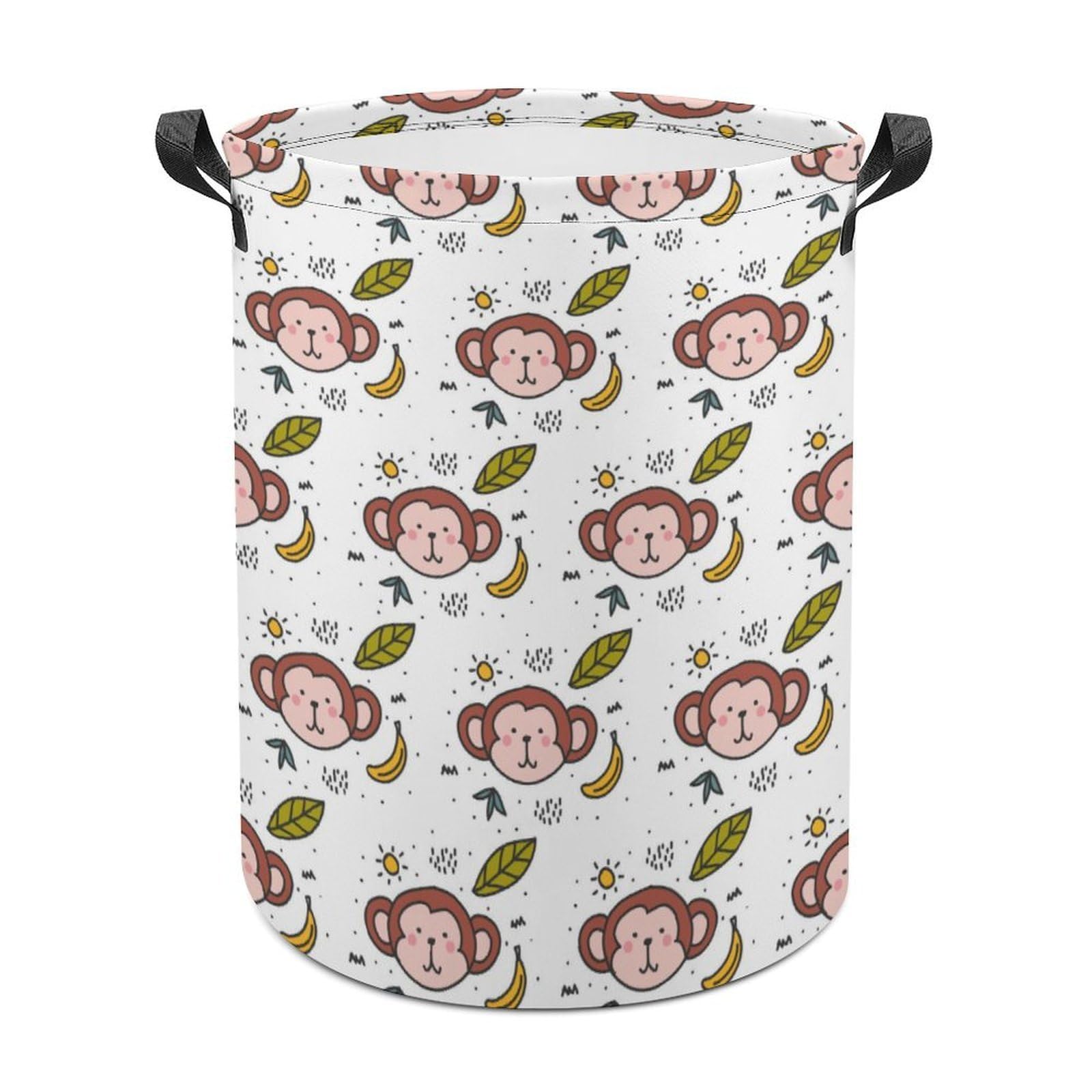 Wlntrophic Laundry Hamper, Monkey Pattern Banana Laundry Basket, Washing Basket with Handle