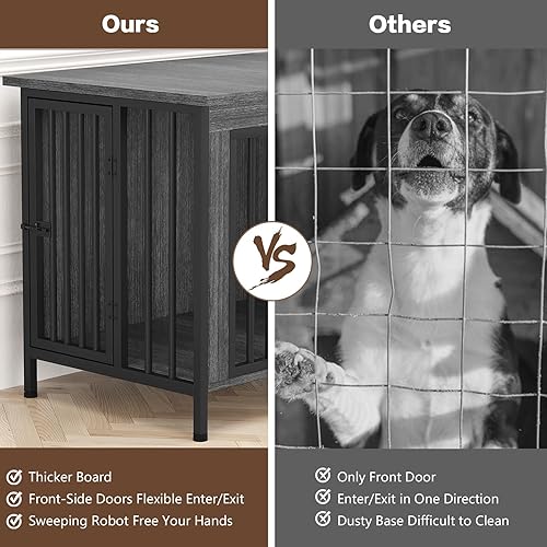 Miniatura 87 de EasyCom - Mueble jaula para 1 o 2 perros, individual o doble, resistente jaula para interiores, base para televisión, grande, 78.74 pulgadas