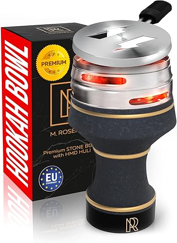 Juego de cuencos para cachimba de primera calidad, cuenco negro de piedra  Tazón para shisha con cubierta de gestión de calor  Cuencos clásicos de