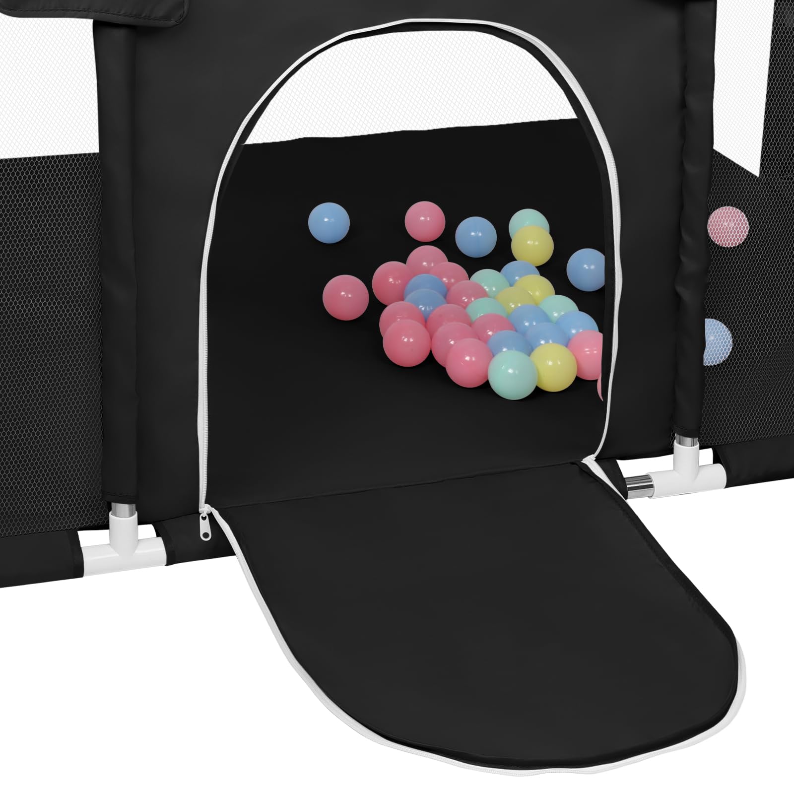 Parque Infantil Bebé, Alfombra de Juegos, Plegable, Malla Transpirable, Corralito Bebé, Con Malla Transpirable Baby Playpen,180 * 120 * 66 cm - Negro